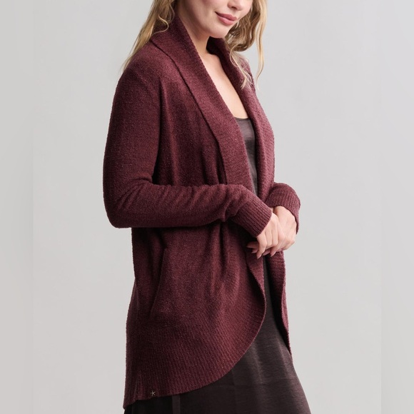 Barefoot Dreams CozyChic Lite Circle Cardi sweater in Deep Aubergine size medium - Picture 14 of 14